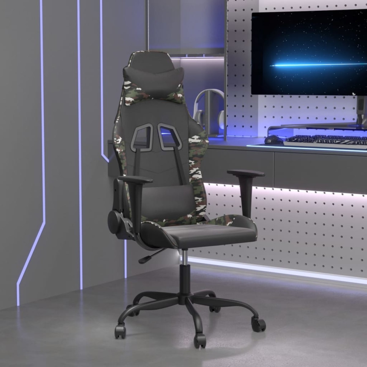 vidaXL Καρέκλα Gaming Μασάζ Μαύρο/Παραλλαγή από Συνθετικό Δέρμα