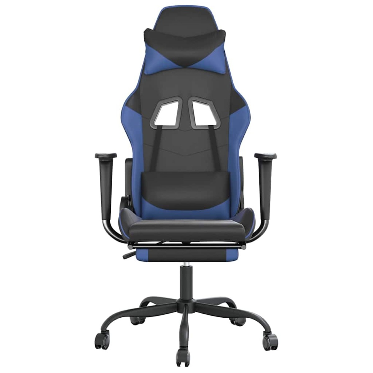 vidaXL Καρέκλα Gaming Μασάζ Υποπόδιο Μαύρο & Μπλε από Συνθετικό Δέρμα
