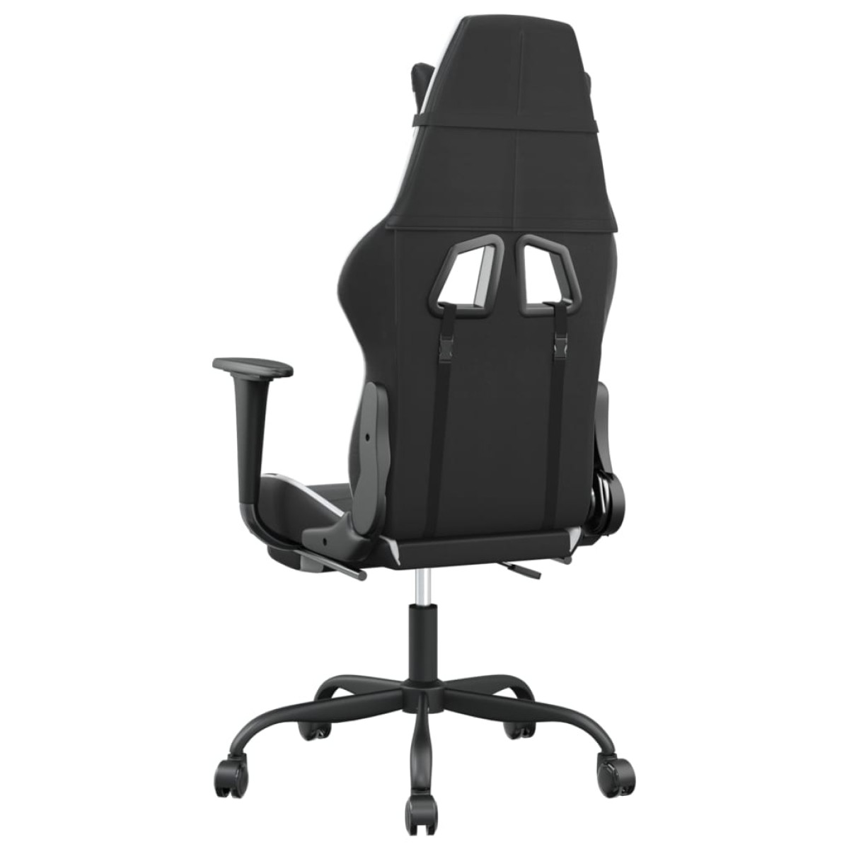 vidaXL Καρέκλα Gaming Μασάζ Υποπόδιο Μαύρο άσπρο από Συνθετικό Δέρμα