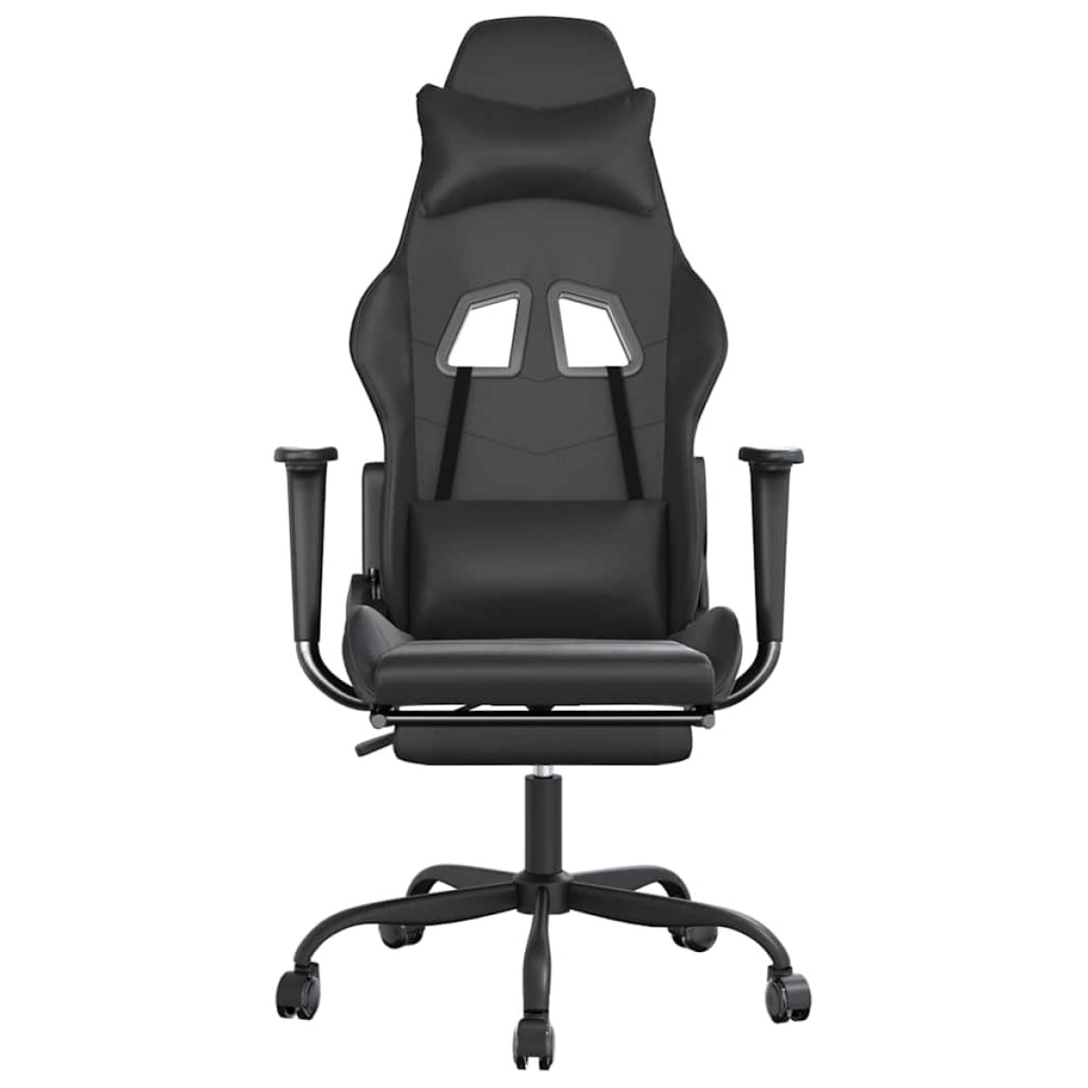 vidaXL Καρέκλα Gaming Μασάζ Υποπόδιο Μαύροαπό Συνθετικό Δέρμα