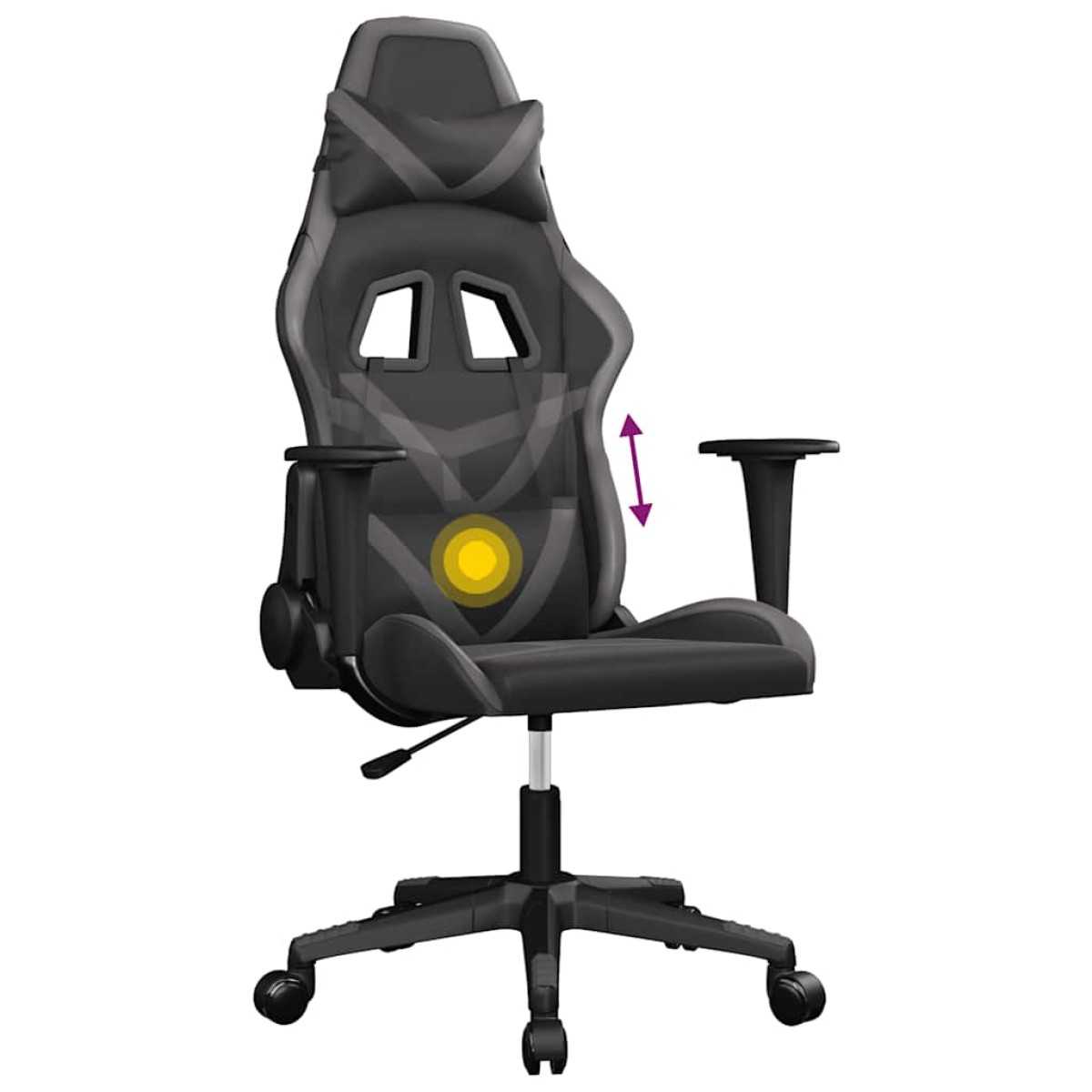 vidaXL Καρέκλα Gaming Μασάζ Μαύρο/Γκρι από Συνθετικό Δέρμα