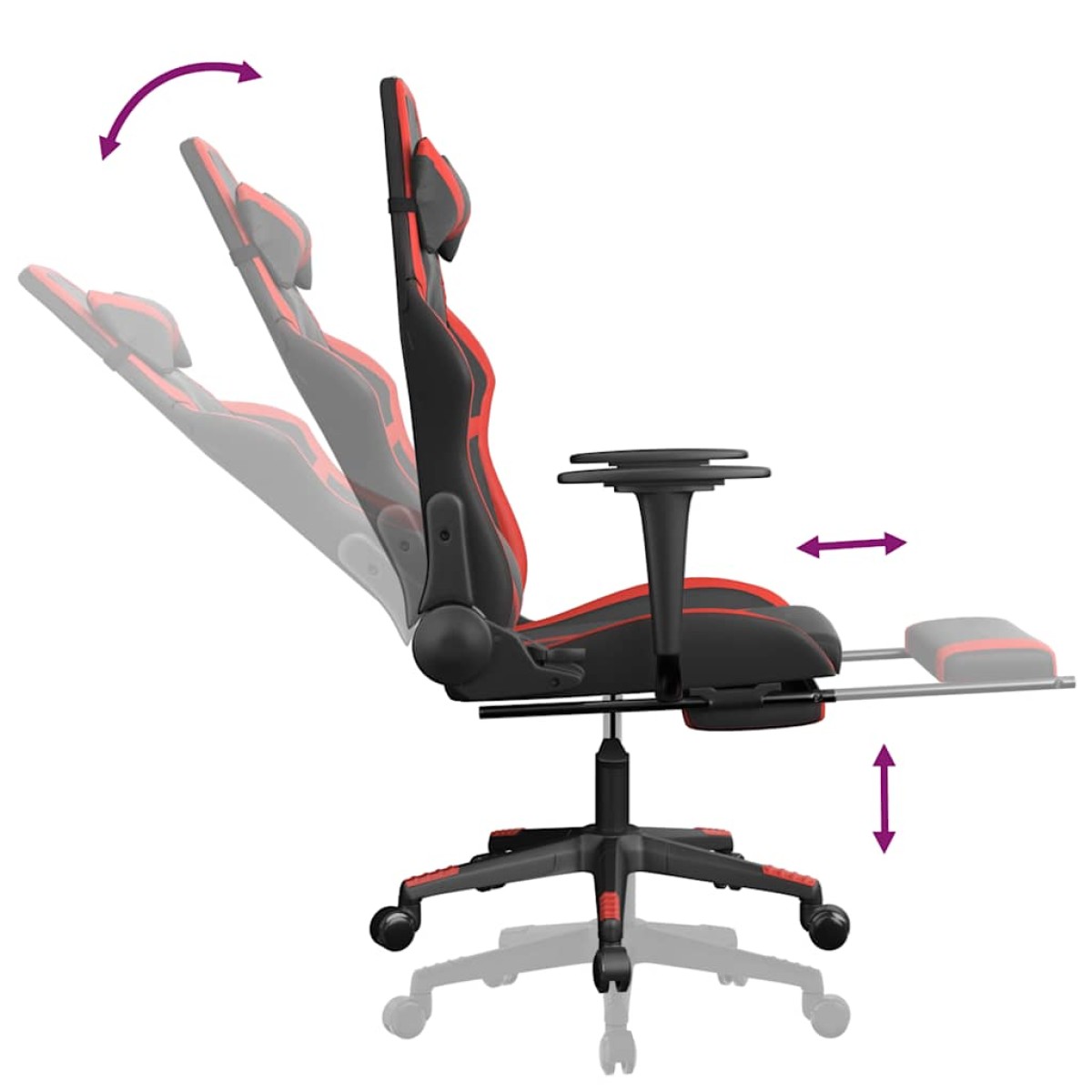vidaXL Καρέκλα Gaming Μασάζ Υποπόδιο Μαύρο/Πράσινο από Συνθετικό Δέρμα
