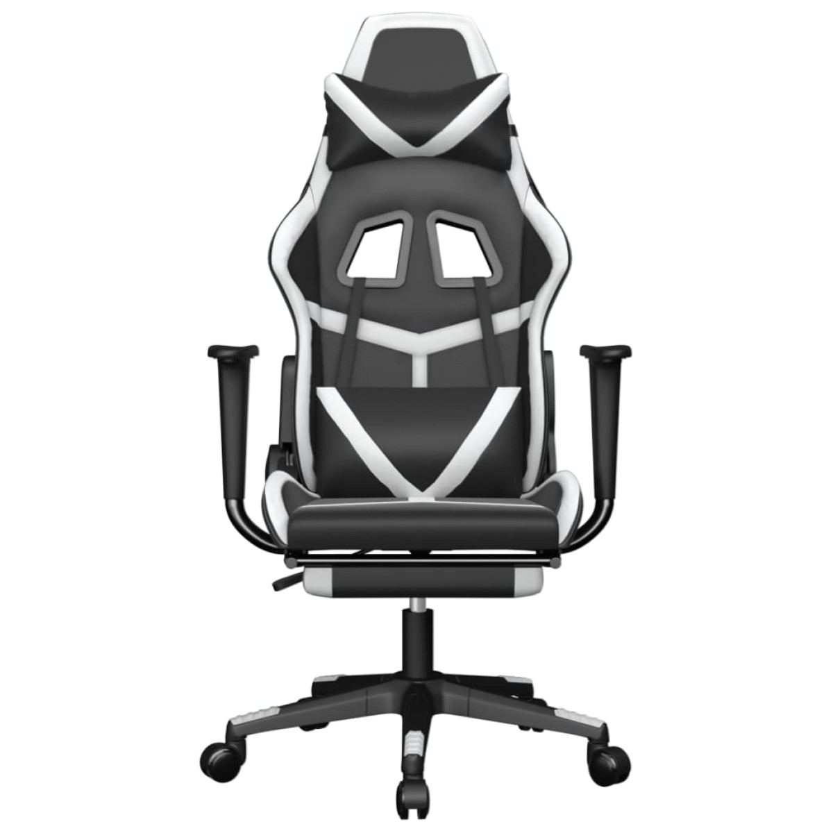 vidaXL Καρέκλα Gaming Μασάζ Υποπόδιο Μαύρο άσπρο από Συνθετικό Δέρμα