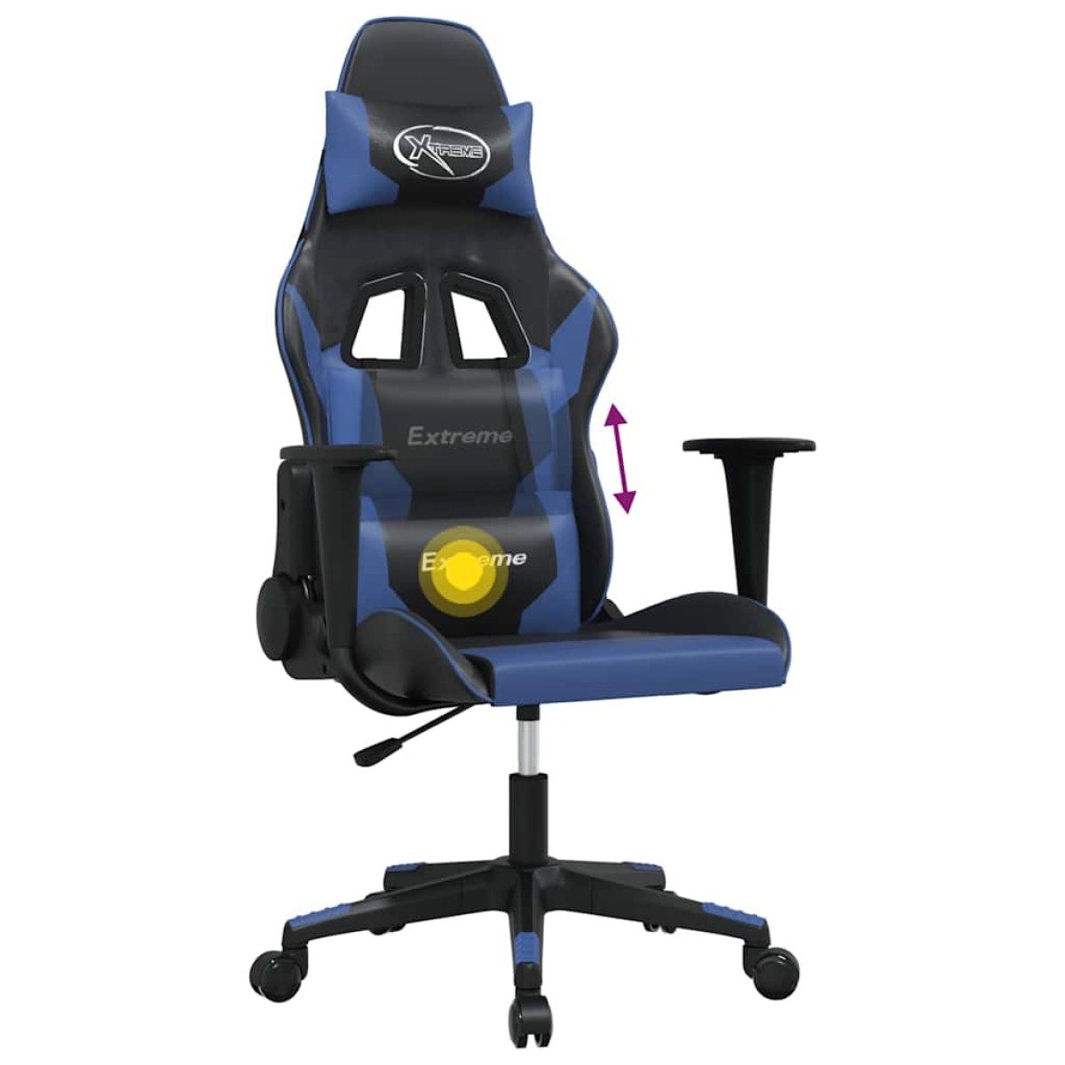 vidaXL Καρέκλα Gaming Μασάζ Μαύρο/Μπλε από Συνθετικό Δέρμα