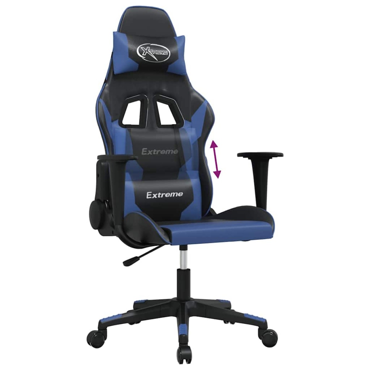 vidaXL Καρέκλα Gaming Μασάζ Μαύρο/Μπλε από Συνθετικό Δέρμα