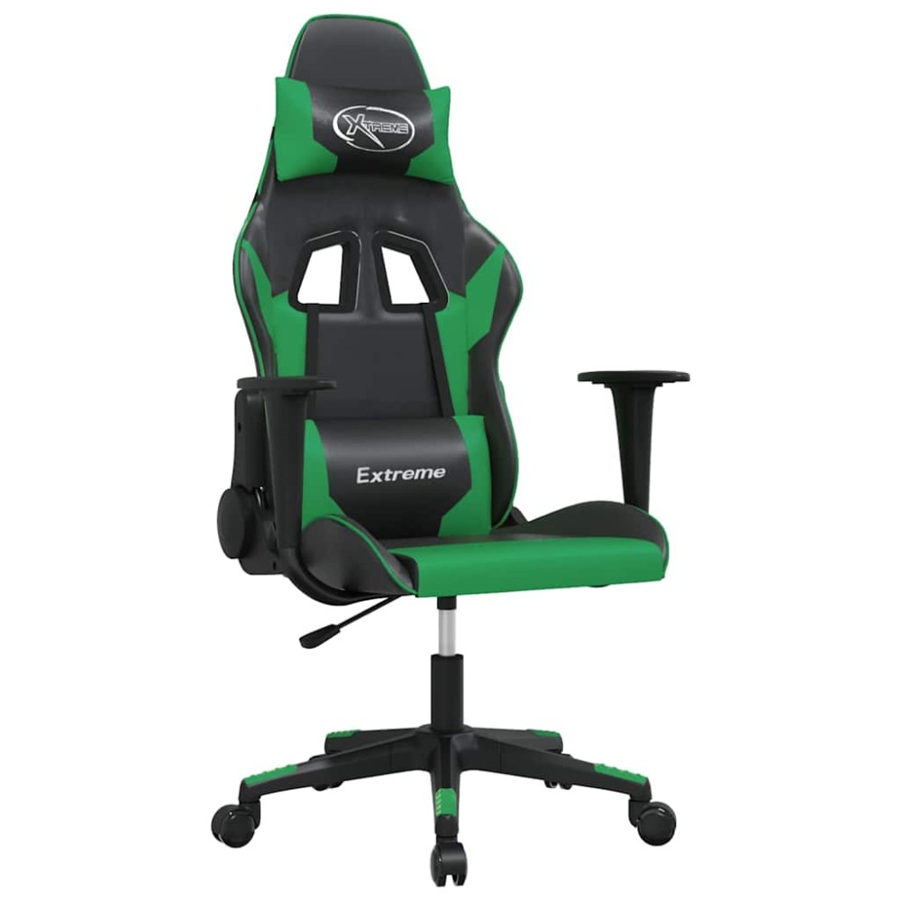 vidaXL Καρέκλα Gaming Μασάζ Μαύρο/Πράσινο από Συνθετικό Δέρμα