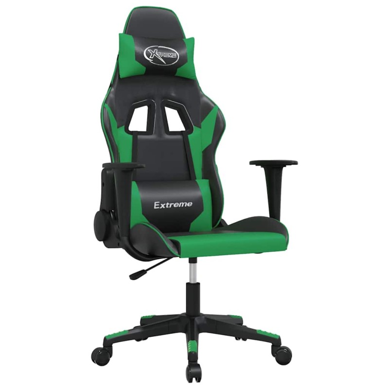 vidaXL Καρέκλα Gaming Μασάζ Μαύρο/Πράσινο από Συνθετικό Δέρμα