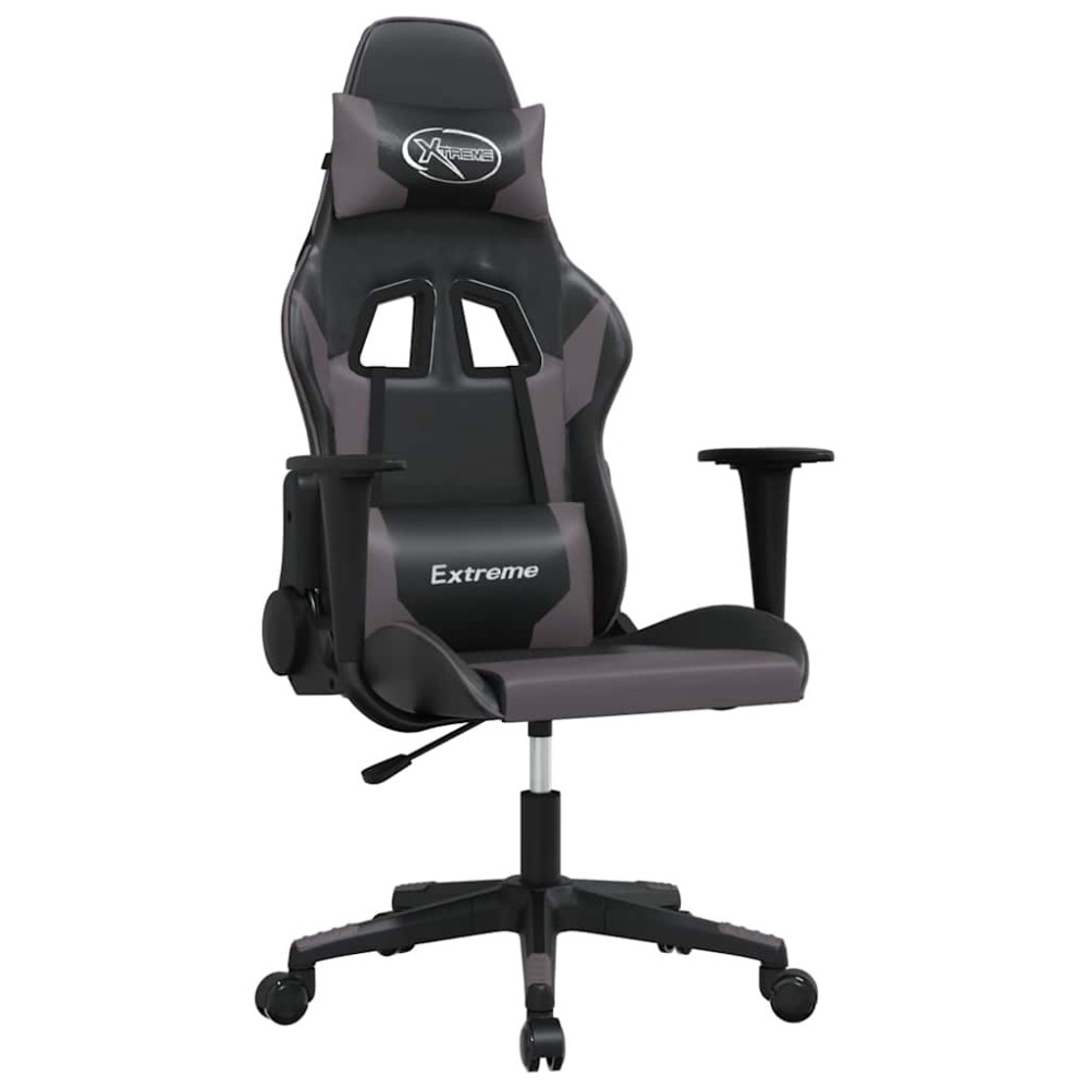 vidaXL Καρέκλα Gaming Μασάζ Μαύρο/Γκρι από Συνθετικό Δέρμα