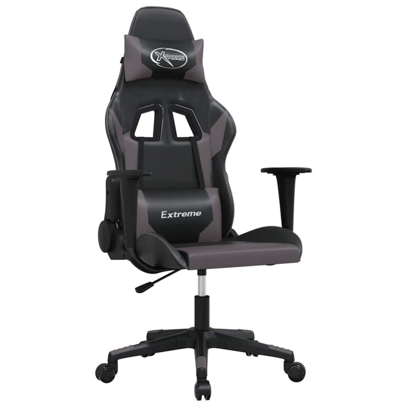 vidaXL Καρέκλα Gaming Μασάζ Μαύρο/Γκρι από Συνθετικό Δέρμα