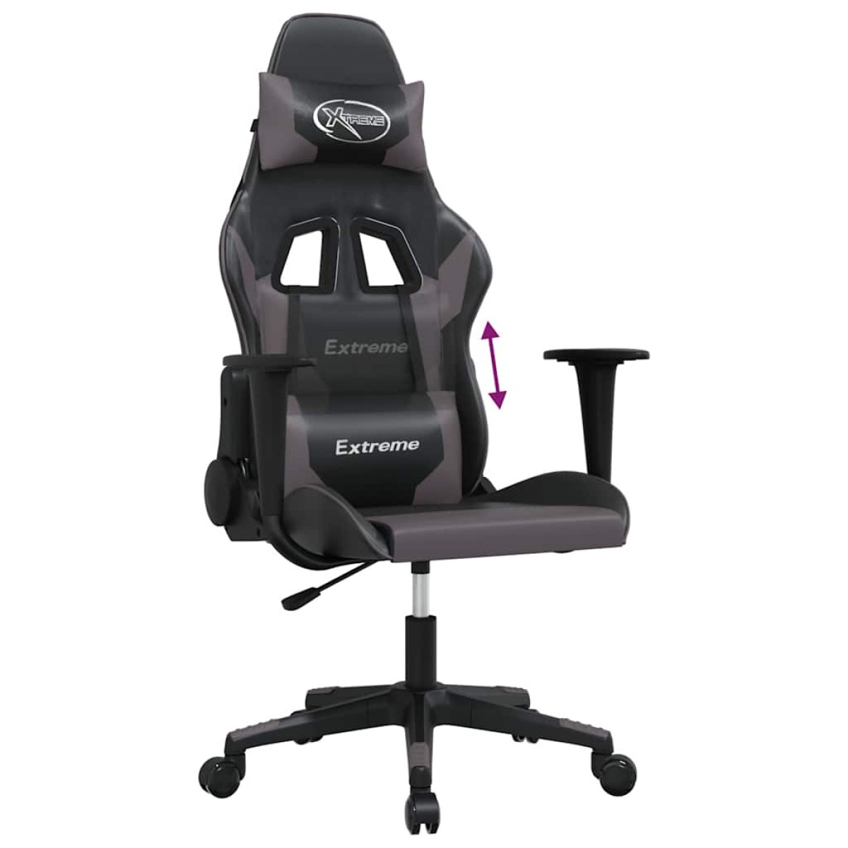 vidaXL Καρέκλα Gaming Μασάζ Μαύρο/Γκρι από Συνθετικό Δέρμα