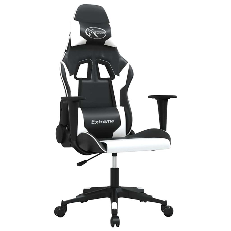 vidaXL Καρέκλα Gaming Μασάζ Ασπρόμαυρη από Συνθετικό Δέρμα