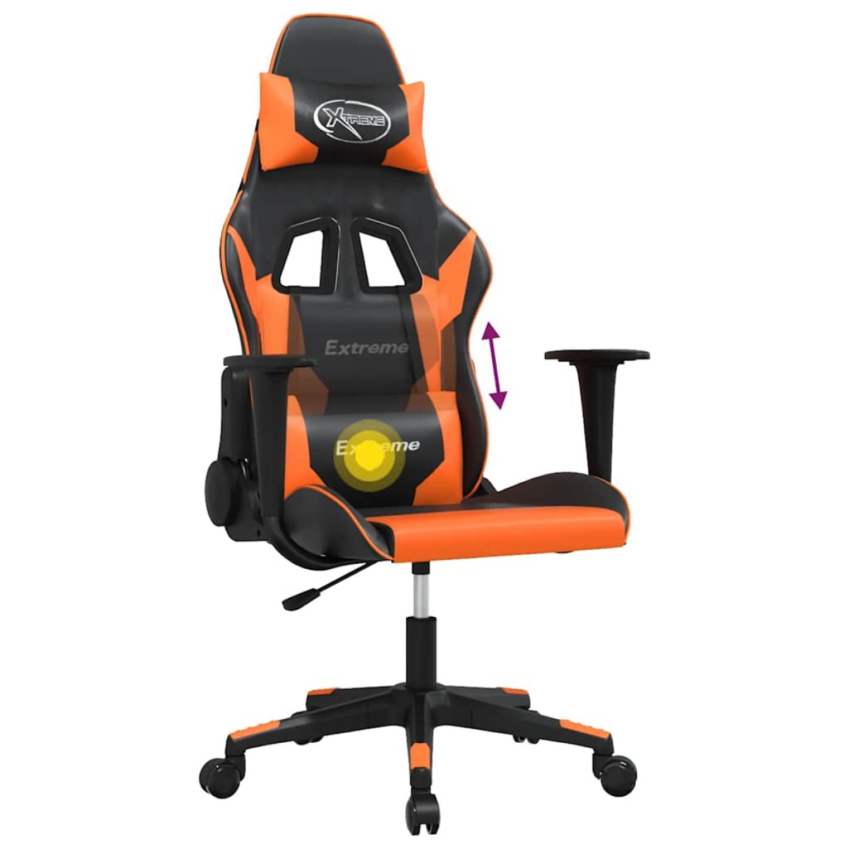 vidaXL Καρέκλα Gaming Μασάζ Μαύρο/πορτοκαλί από Συνθετικό Δέρμα