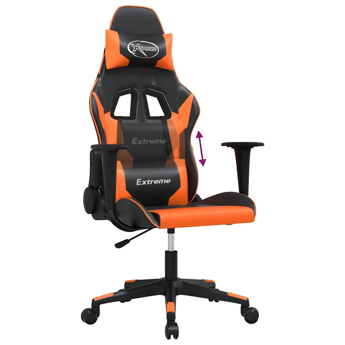 vidaXL Καρέκλα Gaming Μασάζ Μαύρο/πορτοκαλί από Συνθετικό Δέρμα