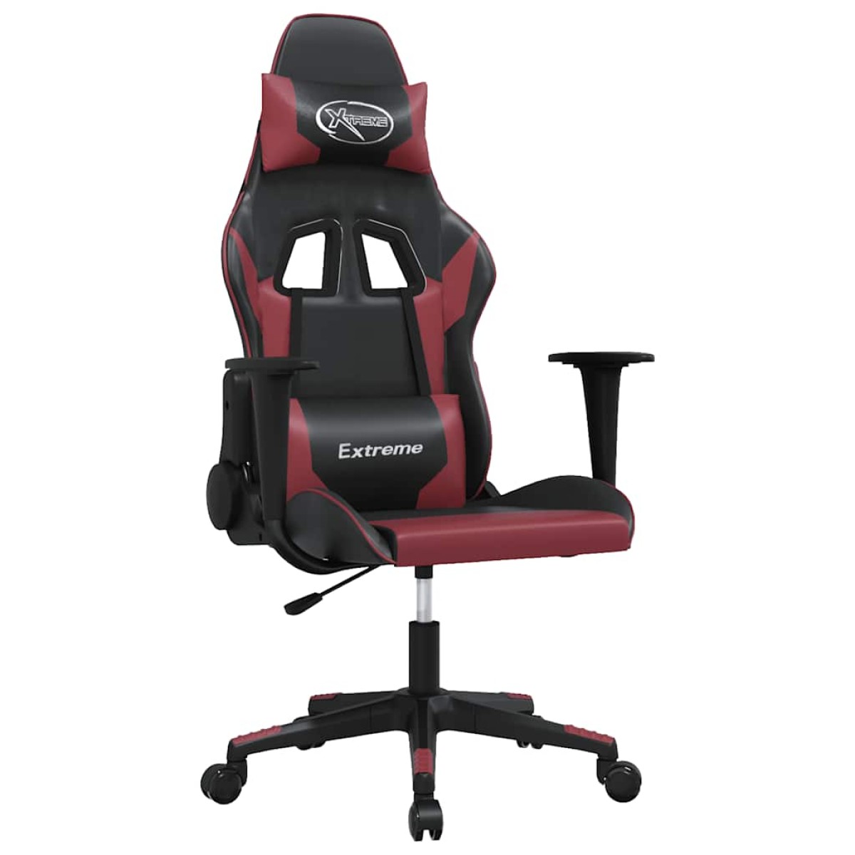 vidaXL Καρέκλα Gaming Μασάζ Μαύρο/μπορντό από Συνθετικό Δέρμα
