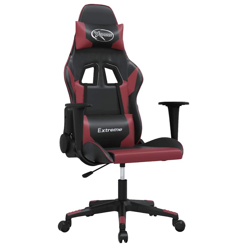 vidaXL Καρέκλα Gaming Μασάζ Μαύρο/μπορντό από Συνθετικό Δέρμα