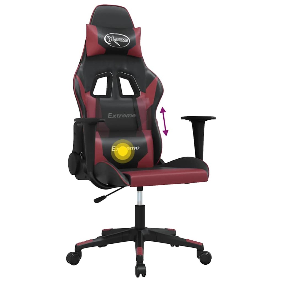 vidaXL Καρέκλα Gaming Μασάζ Μαύρο/μπορντό από Συνθετικό Δέρμα