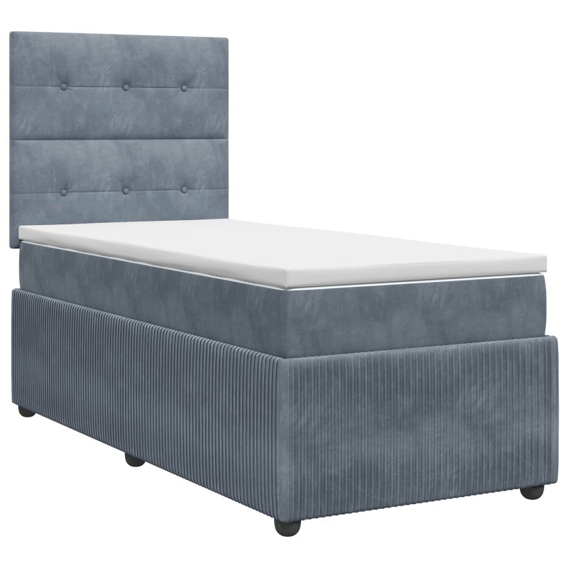vidaXL Κρεβάτι box spring με στρώμα Σκούρο Γκρι 90 x 200 cm Βελούδο