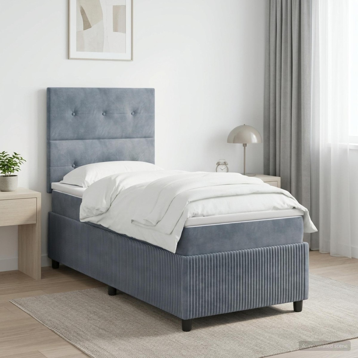 vidaXL Κρεβάτι box spring με στρώμα Σκούρο Γκρι 90 x 200 cm Βελούδο