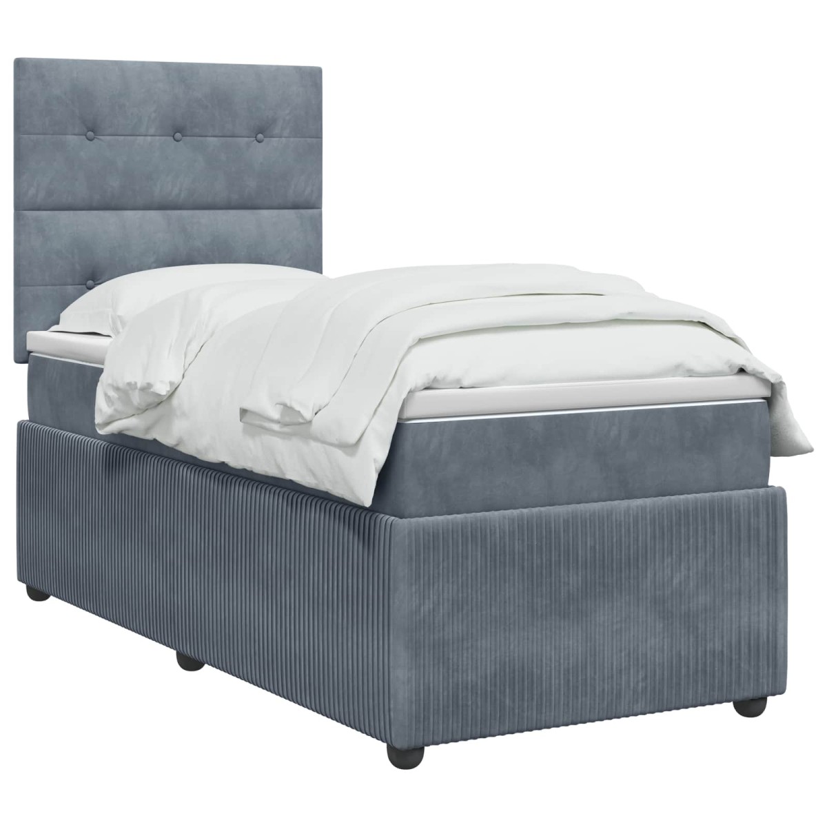 vidaXL Κρεβάτι box spring με στρώμα Σκούρο Γκρι 90 x 200 cm Βελούδο