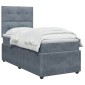 vidaXL Κρεβάτι box spring με στρώμα Σκούρο Γκρι 90 x 200 cm Βελούδο