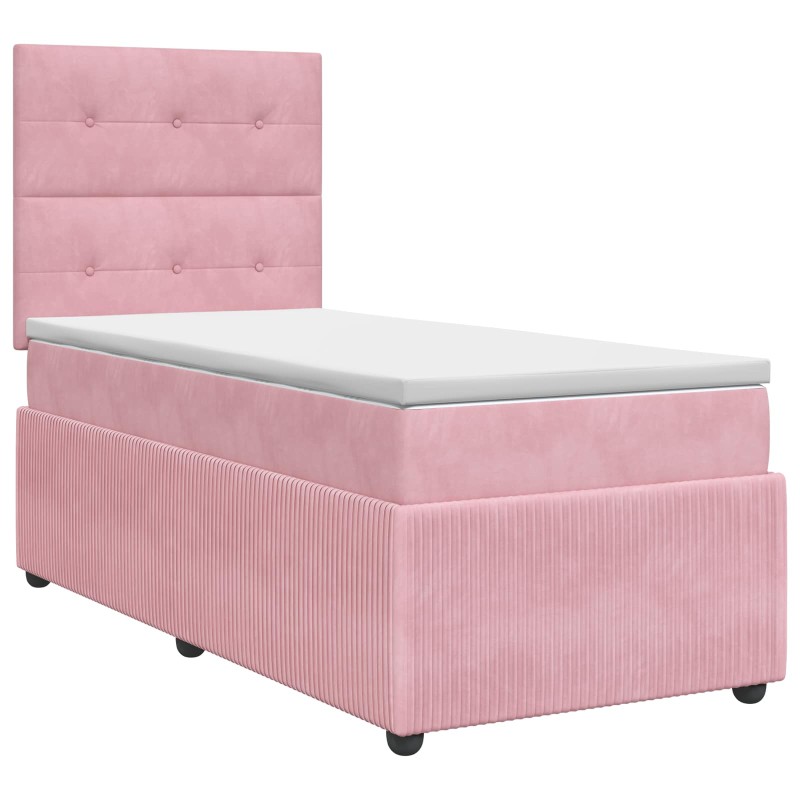 vidaXL Κρεβάτι box spring με στρώμα Ροζ 90 x 200 cm Βελούδο
