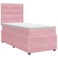 vidaXL Κρεβάτι box spring με στρώμα Ροζ 90 x 200 cm Βελούδο
