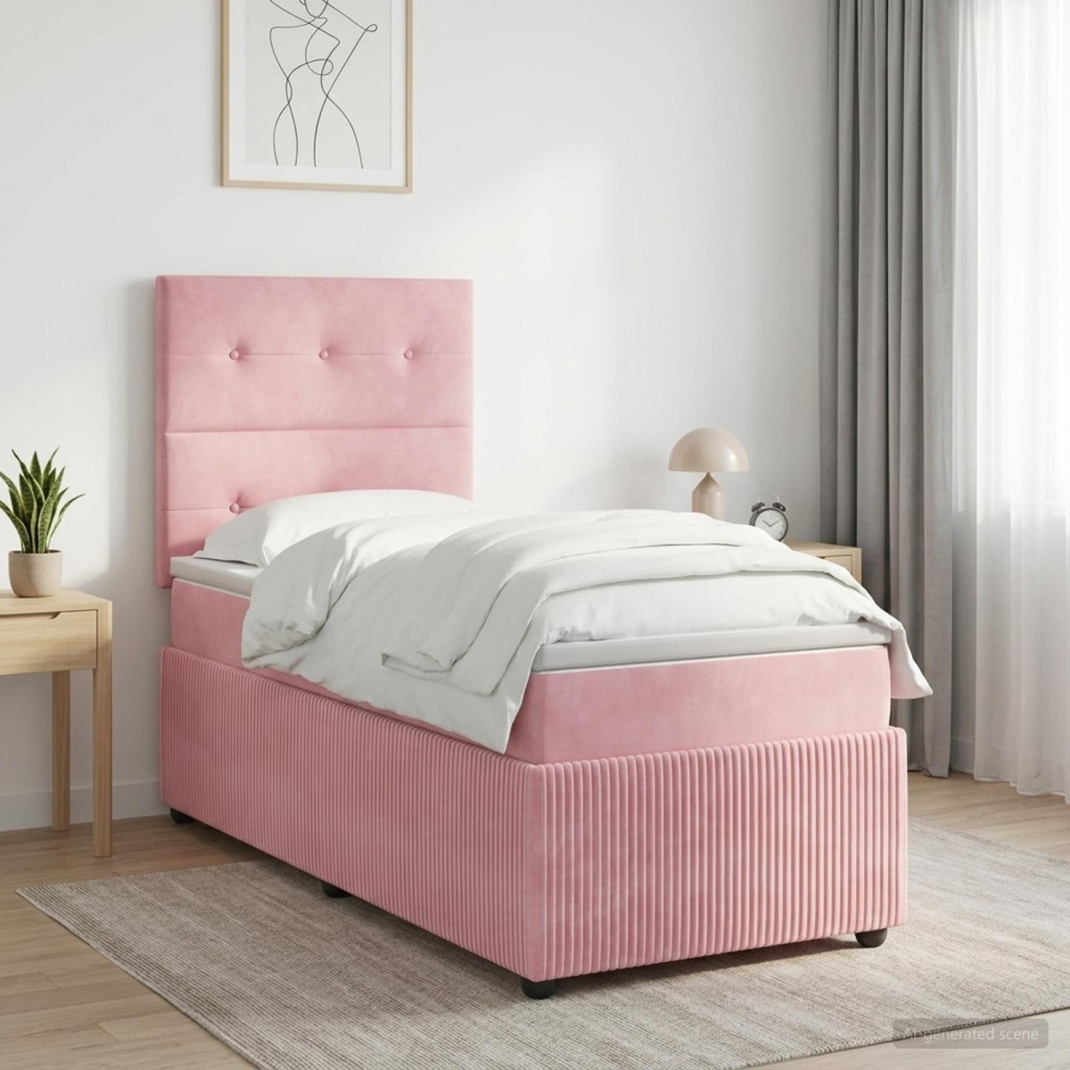 vidaXL Κρεβάτι box spring με στρώμα Ροζ 90 x 200 cm Βελούδο