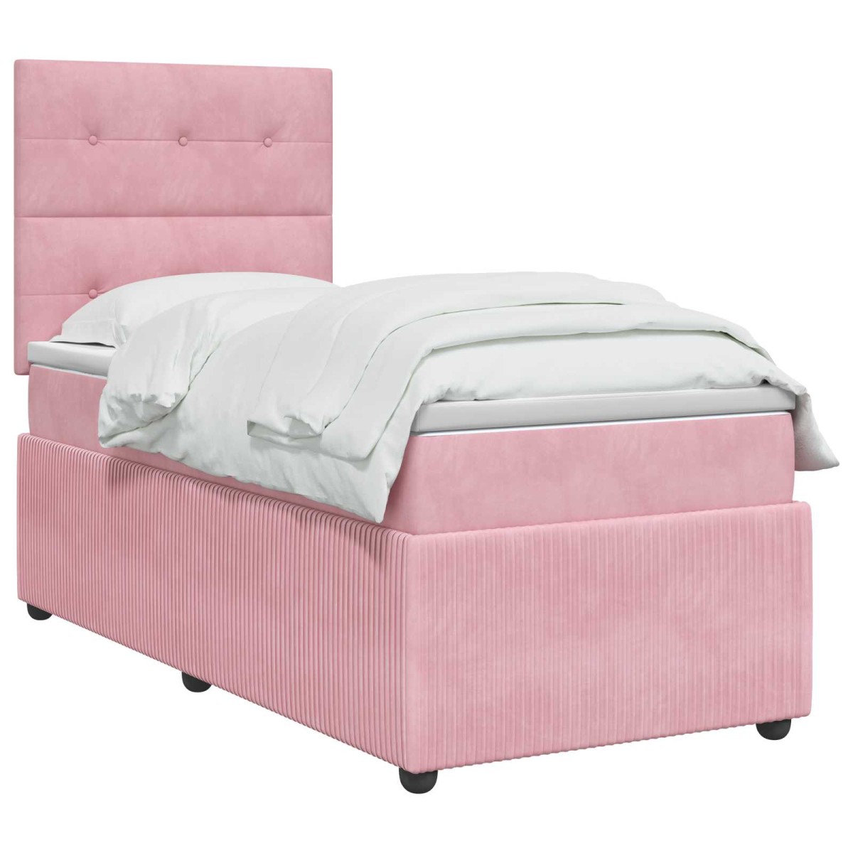 vidaXL Κρεβάτι box spring με στρώμα Ροζ 90 x 200 cm Βελούδο
