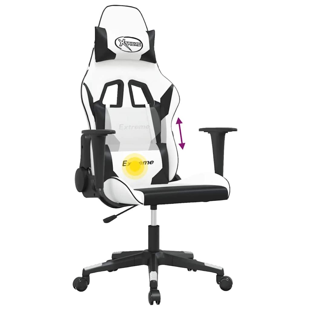 vidaXL Καρέκλα Gaming Μασάζ Λευκό/Μαύρο από Συνθετικό Δέρμα