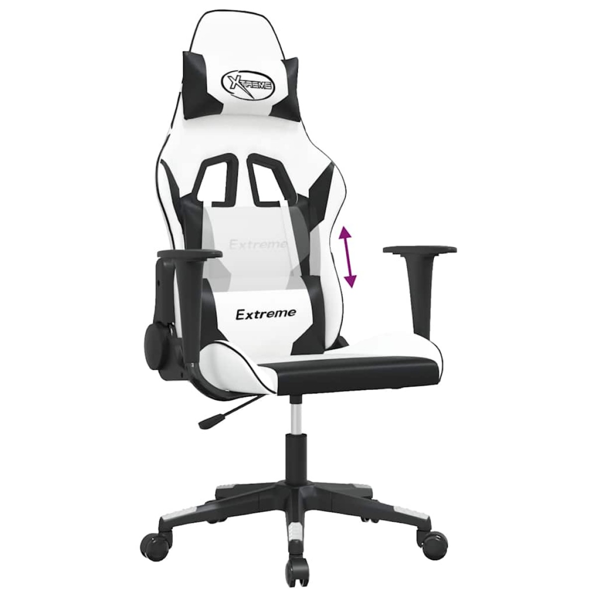 vidaXL Καρέκλα Gaming Μασάζ Λευκό/Μαύρο από Συνθετικό Δέρμα