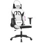 vidaXL Καρέκλα Gaming Μασάζ Λευκό/Μαύρο από Συνθετικό Δέρμα