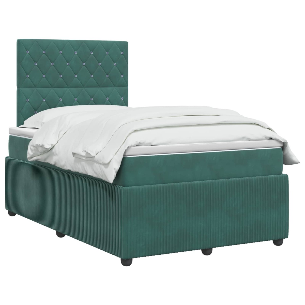 vidaXL Κρεβάτι box spring με στρώμα Σκούρο Πράσινο 120 x 190 cm