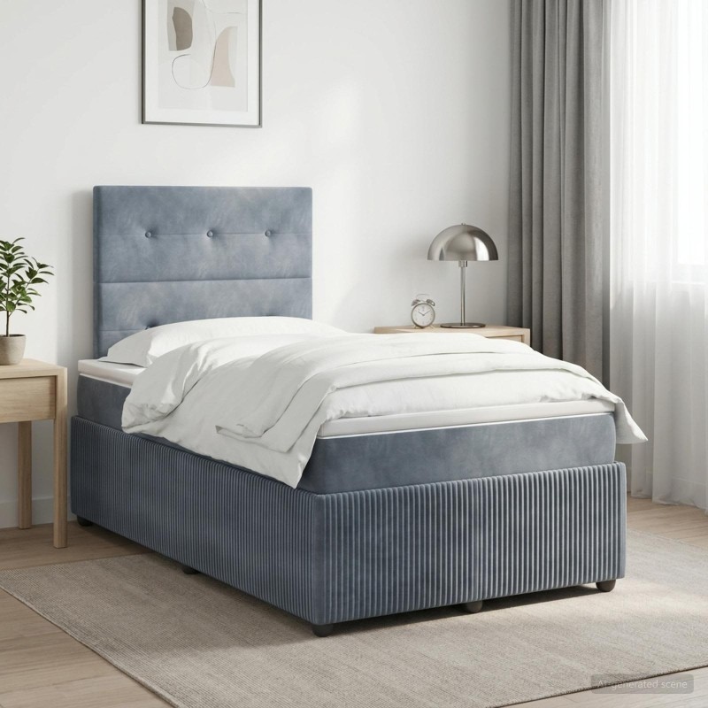 vidaXL Κρεβάτι box spring με στρώμα Σκούρο Γκρι 120 x 190 cm Βελούδο