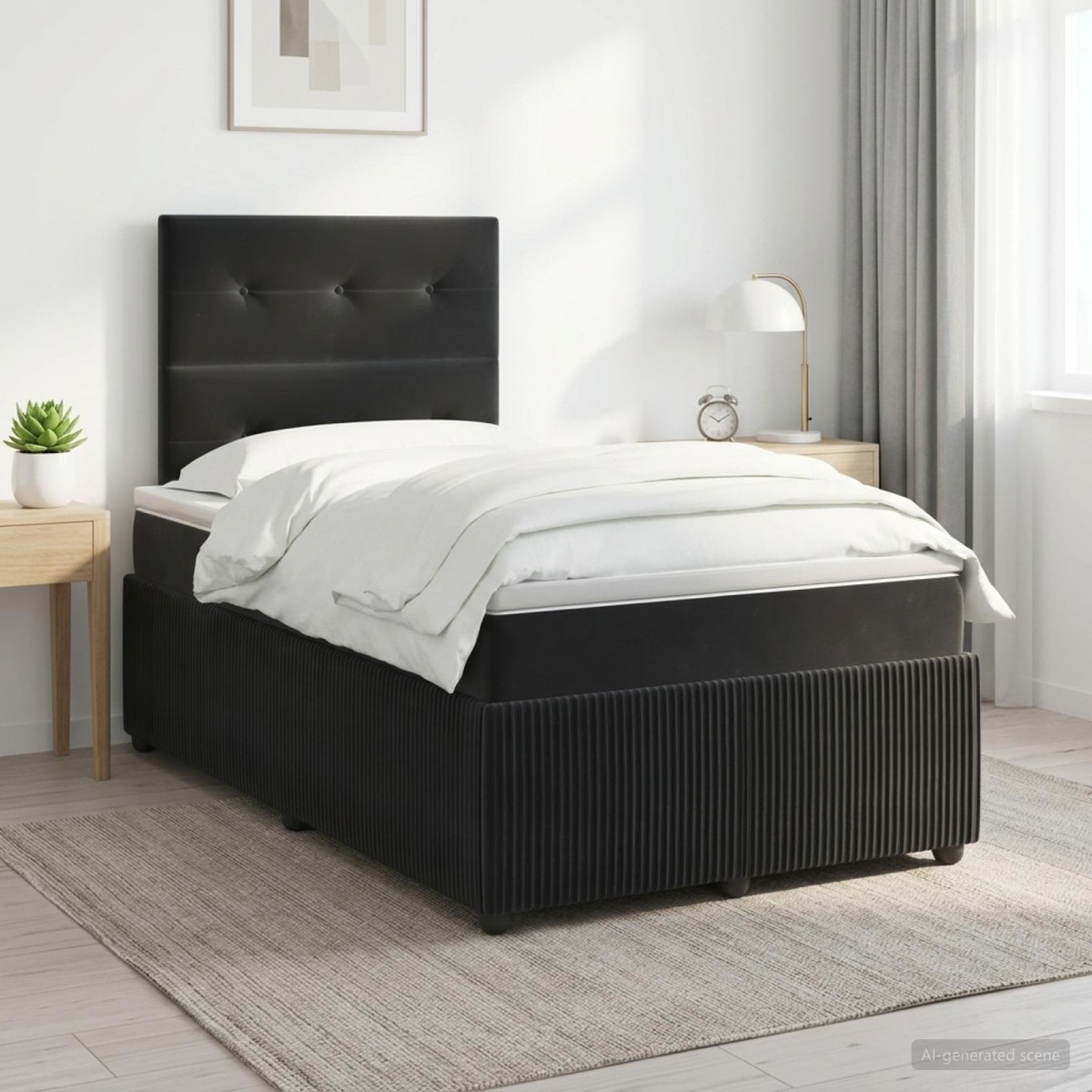 vidaXL Κρεβάτι box spring με στρώμα Μαύρο 120 x 190 cm Βελούδο