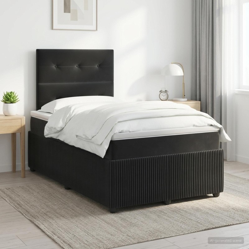 vidaXL Κρεβάτι box spring με στρώμα Μαύρο 120 x 190 cm Βελούδο