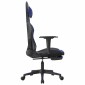 vidaXL Καρέκλα Gaming Μασάζ Υποπόδιο Μαύρο & Μπλε από Συνθετικό Δέρμα