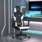 vidaXL Καρέκλα Gaming Μασάζ Υποπόδιο Μαύρο άσπρο από Συνθετικό Δέρμα