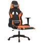 vidaXL Καρέκλα Gaming Μασάζ Υποπόδιο Μαύρο Πορτοκαλί Συνθετικό Δέρμα