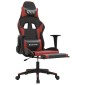 vidaXL Καρέκλα Gaming Μασάζ Υποπόδιο Μαύρο/Μπορντό από Συνθετικό Δέρμα