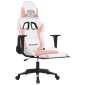 vidaXL Καρέκλα Gaming Μασάζ Υποπόδιο Λευκό & Ροζ από Συνθετικό Δέρμα