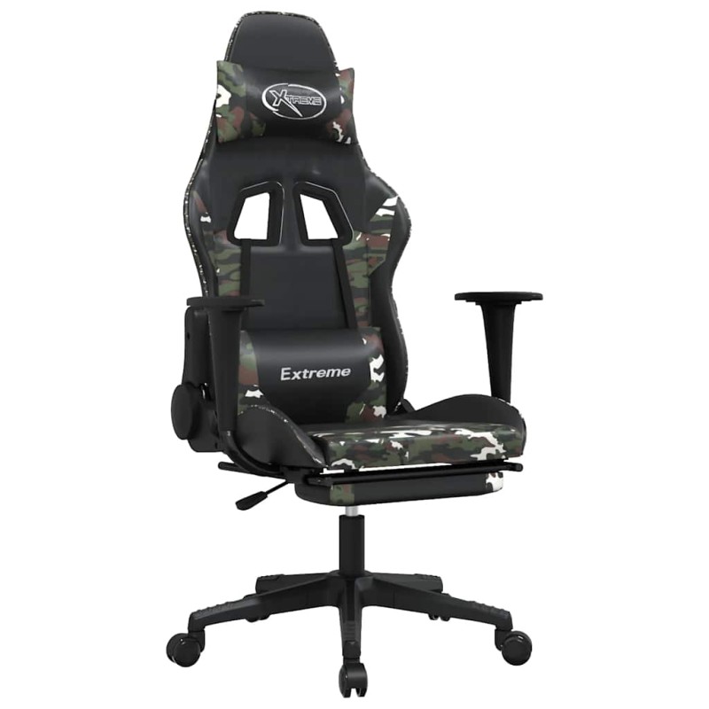 vidaXL Καρέκλα Gaming Μασάζ Υποπόδιο Μαύρος Παραλλαγή Συνθετικό Δέρμα