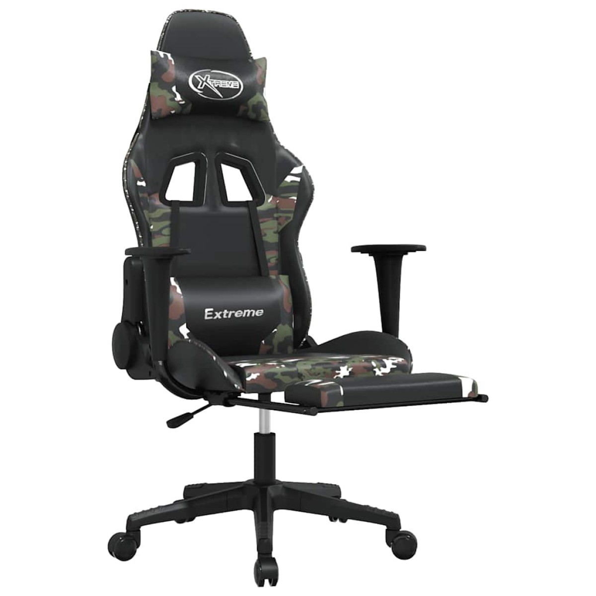 vidaXL Καρέκλα Gaming Μασάζ Υποπόδιο Μαύρος Παραλλαγή Συνθετικό Δέρμα