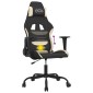 vidaXL Καρέκλα Μασάζ Gaming Μαύρη και Κρεμ Υφασμάτινη