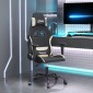 vidaXL Καρέκλα Μασάζ Gaming Μαύρη και Κρεμ Υφασμάτινη