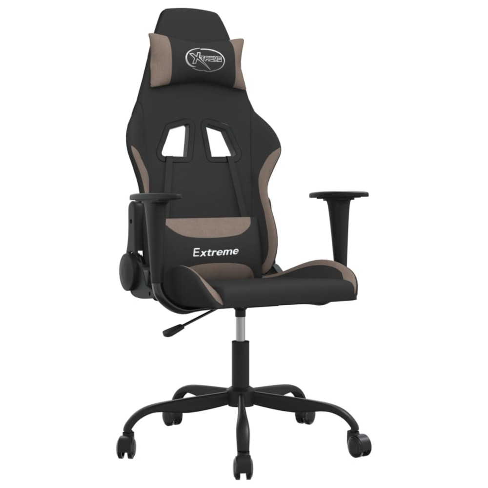 vidaXL Καρέκλα Μασάζ Gaming Μαύρη και Taupe Υφασμάτινη
