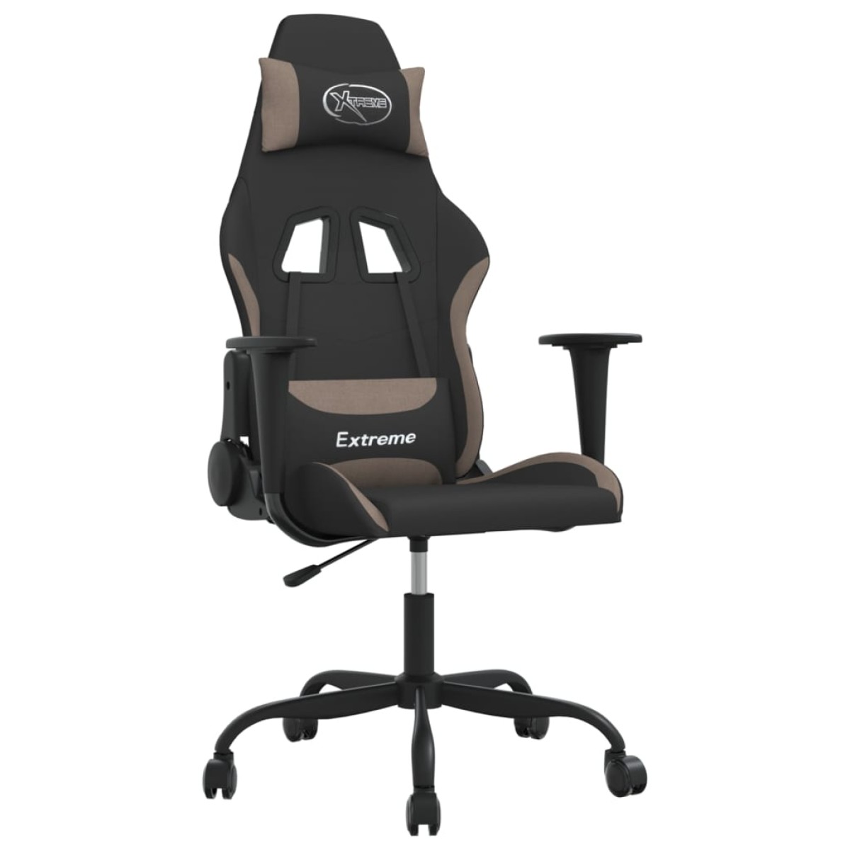 vidaXL Καρέκλα Μασάζ Gaming Μαύρη και Taupe Υφασμάτινη