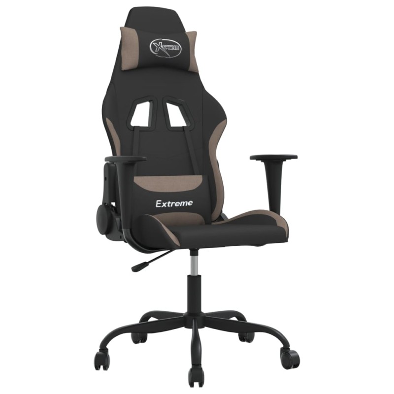 vidaXL Καρέκλα Μασάζ Gaming Μαύρη και Taupe Υφασμάτινη