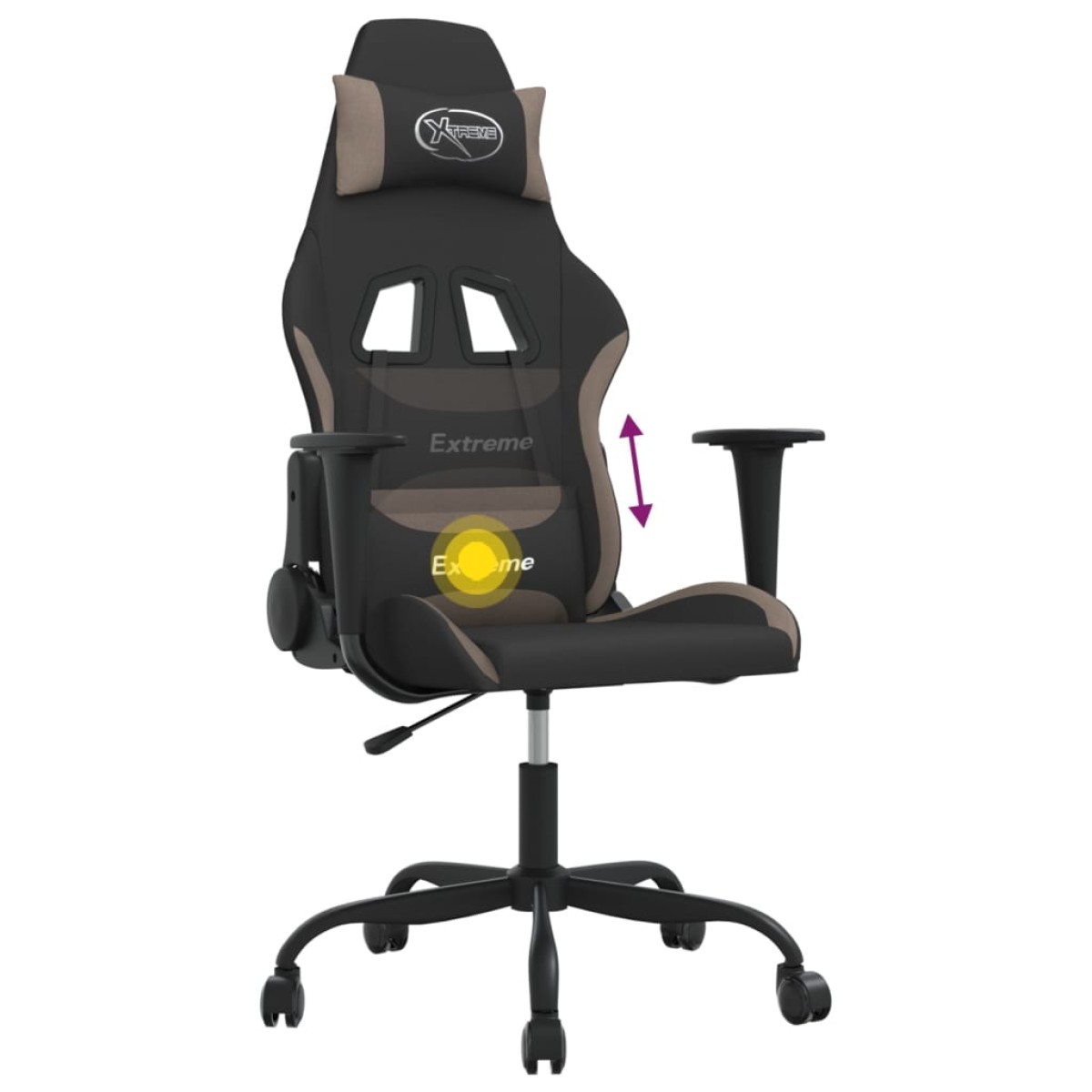 vidaXL Καρέκλα Μασάζ Gaming Μαύρη και Taupe Υφασμάτινη