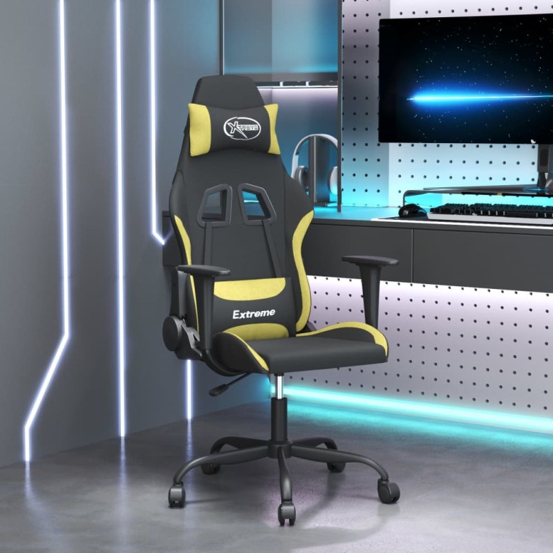 vidaXL Καρέκλα Μασάζ Gaming Μαύρο και Αν. Πράσινο Υφασμάτινη