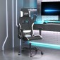 vidaXL Καρέκλα Μασάζ Gaming Μαύρη και Λευκή Υφασμάτινη